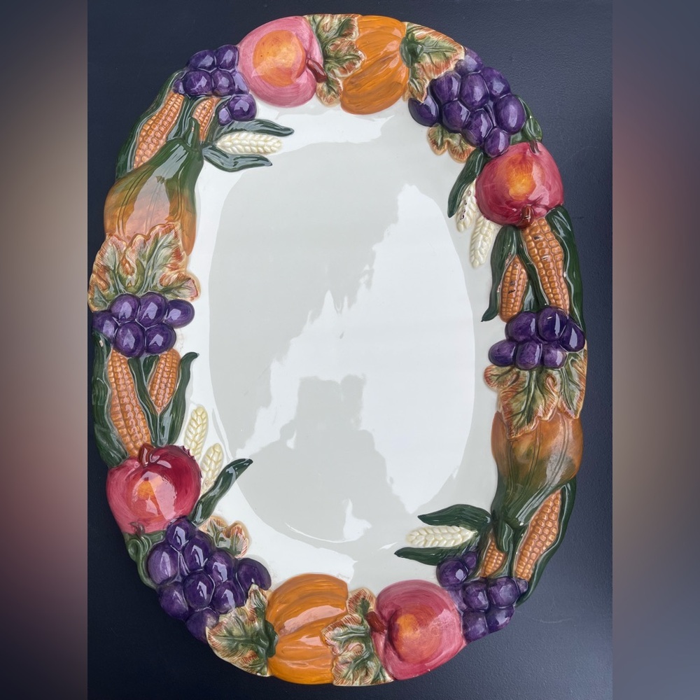 Bico China Vintage Fruit & Vegetable Hand Painted Serving Platter
